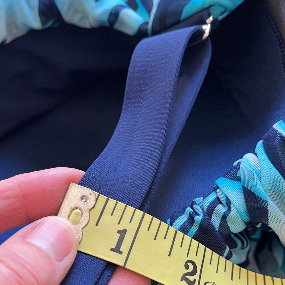 NWT Lands End 1 Piece Swimsuit Bathing 22W Mesh Bandeau Blue Teal Floral Support - Picture 15 of 15